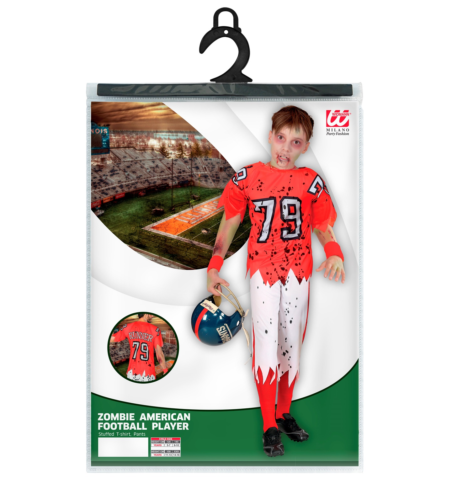 Vestito Carnevale Giocatore di Football Americano Zombie Travestimento Halloween Bambino - 0315