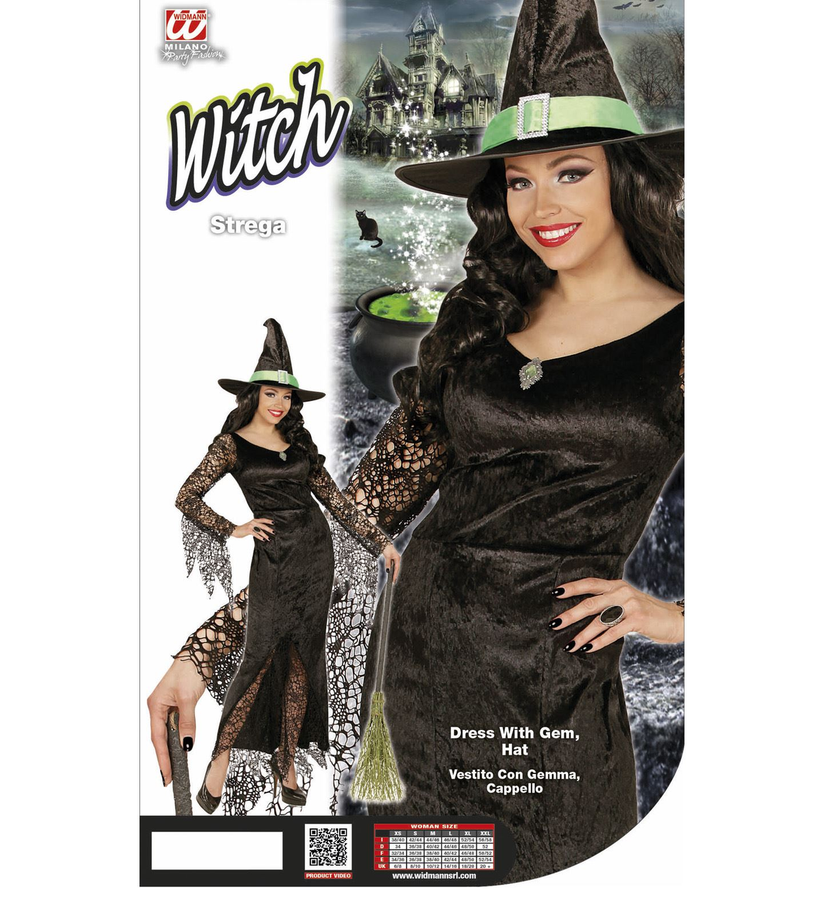 Vestito Carnevale Strega Travestimento Halloween Donna - 0650