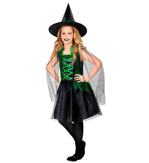 Vestito Carnevale Wicked Witch Strega Travestimento Halloween Bambina - 0743