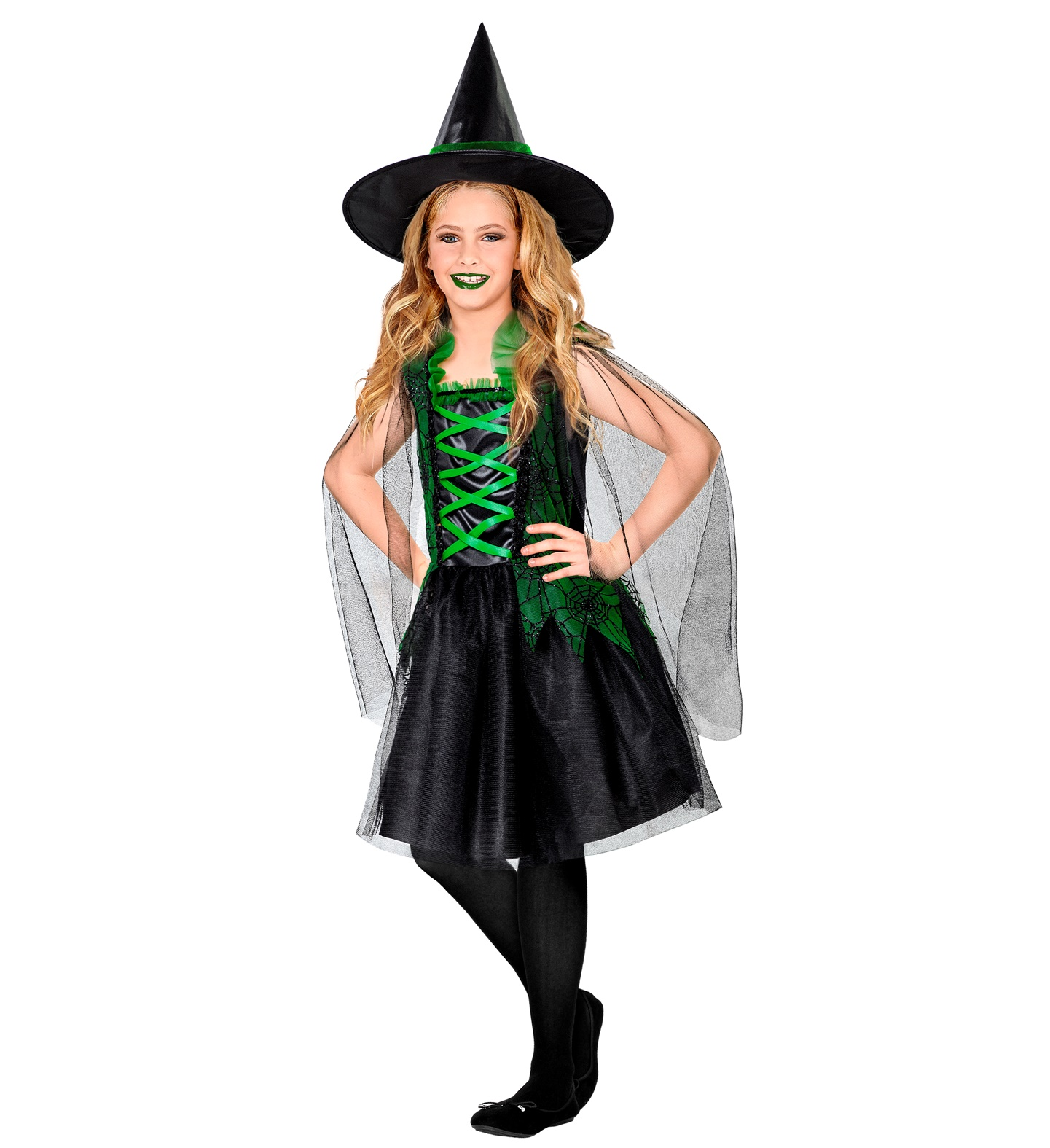 Vestito Carnevale Wicked Witch Strega Travestimento Halloween Bambina - 0743