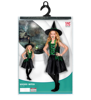 Vestito Carnevale Wicked Witch Strega Travestimento Halloween Bambina - 0743
