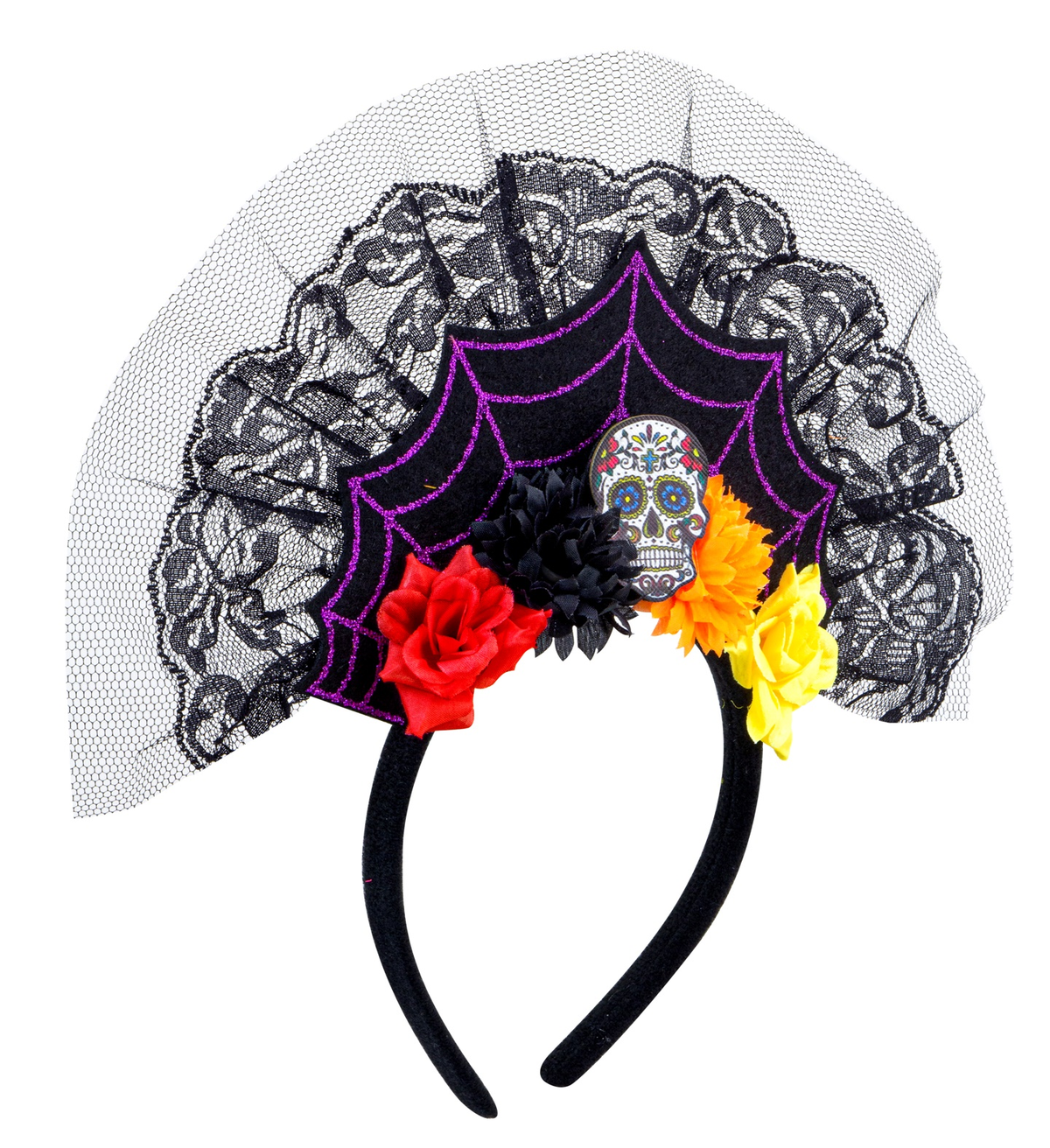 Cerchietto Dia De Los Muertos Accessori per Abito Vestito Travestimento Carnevale Halloween - 09461