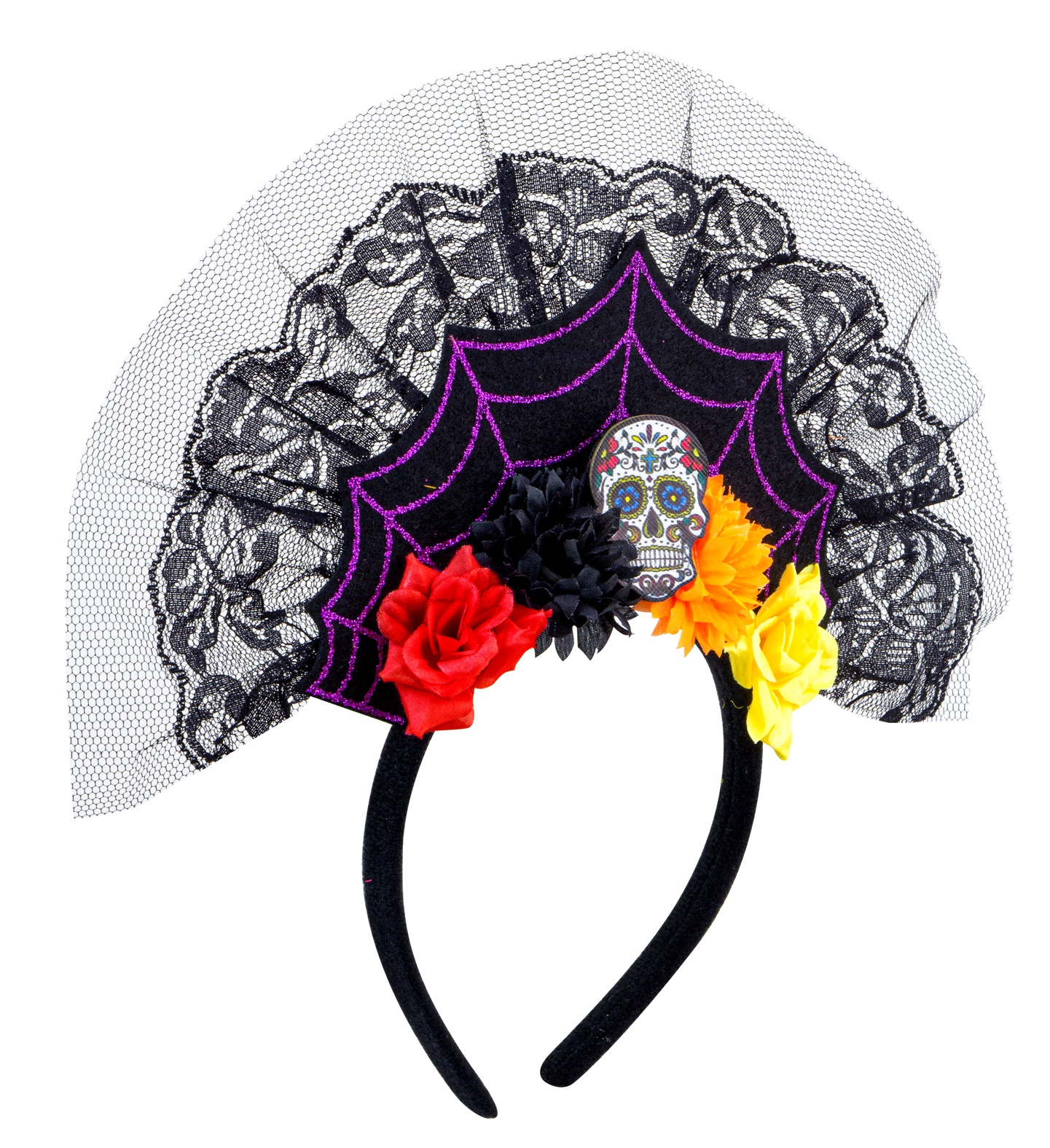 Cerchietto Dia De Los Muertos Accessori per Abito Vestito Travestimento Carnevale Halloween - 09461
