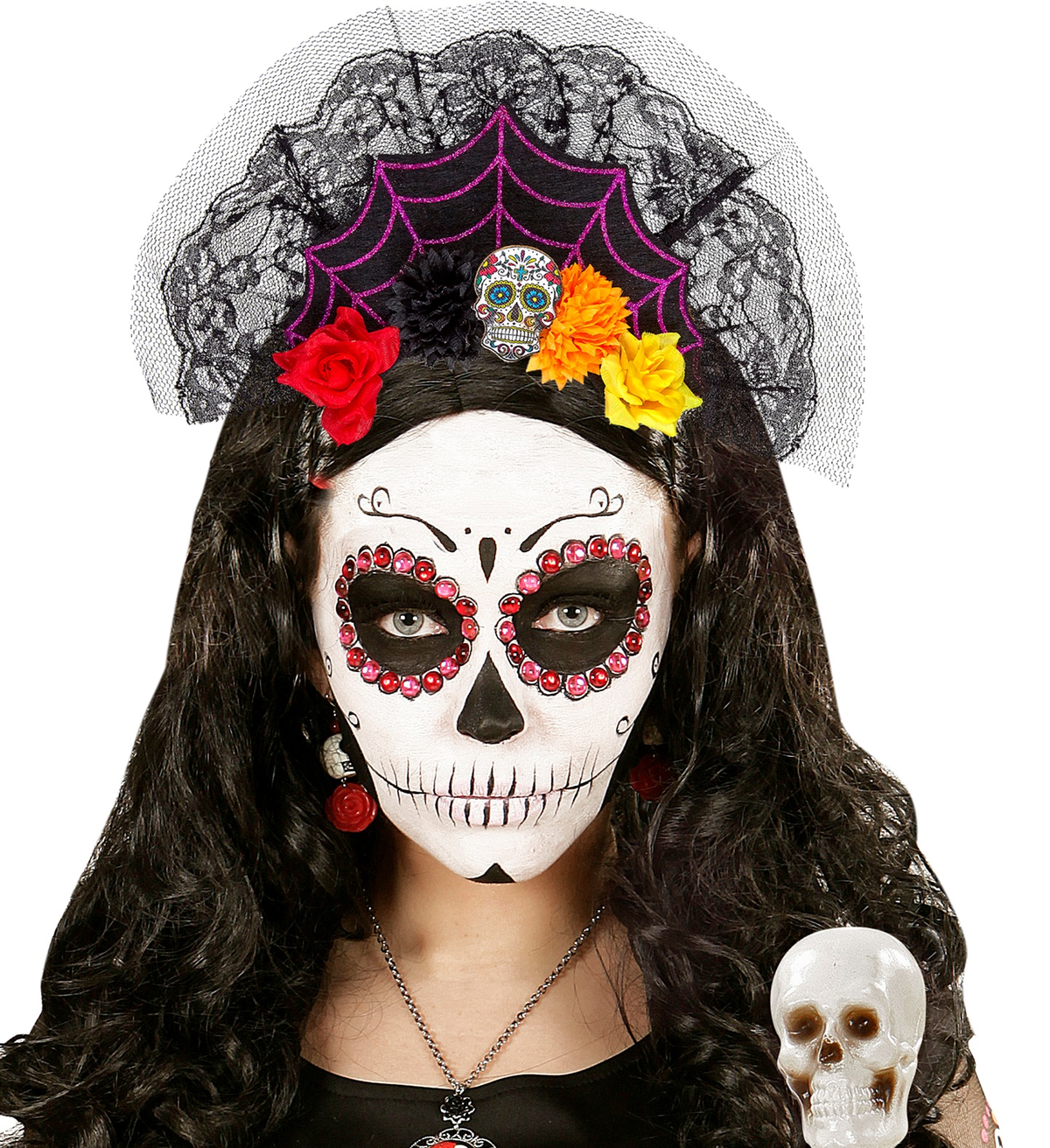 Cerchietto Dia De Los Muertos Accessori per Abito Vestito Travestimento Carnevale Halloween - 09461