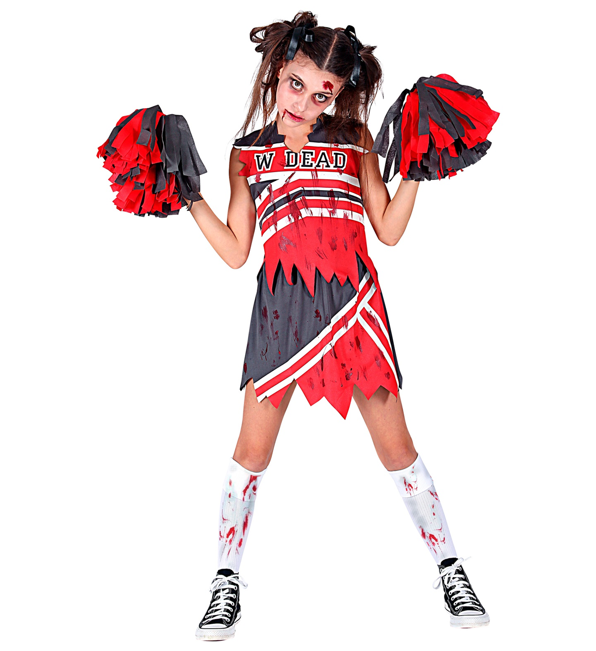 Vestito Carnevale Cheerleader Zombie Travestimento Halloween Bambina - 0985