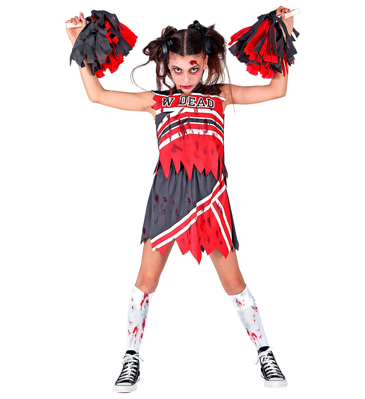 Vestito Carnevale Cheerleader Zombie Travestimento Halloween Bambina - 0985