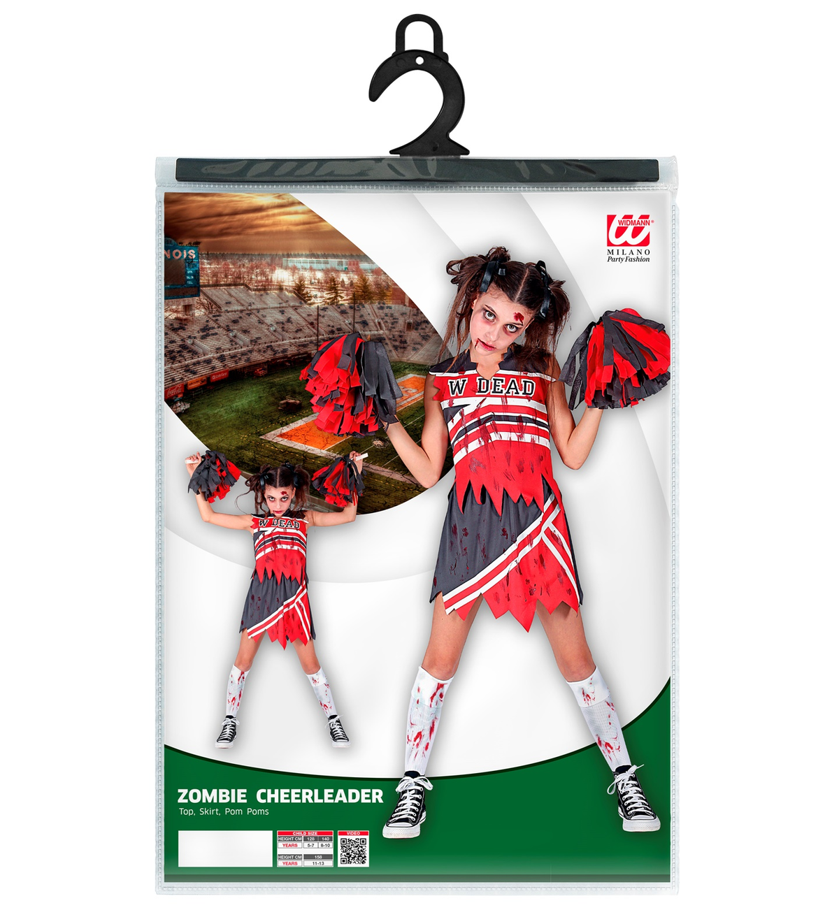 Vestito Carnevale Cheerleader Zombie Travestimento Halloween Bambina - 0985