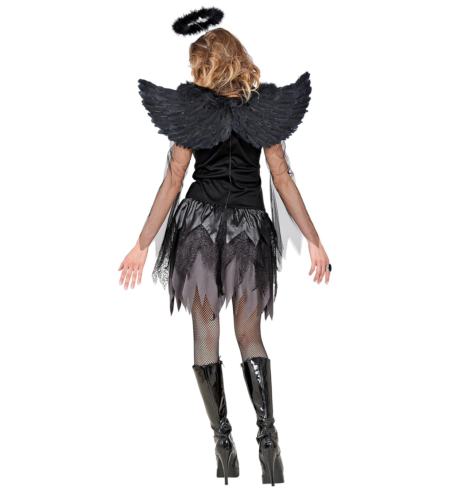 Vestito Carnevale Angelo Oscuro Travestimento Halloween Donna - 0987