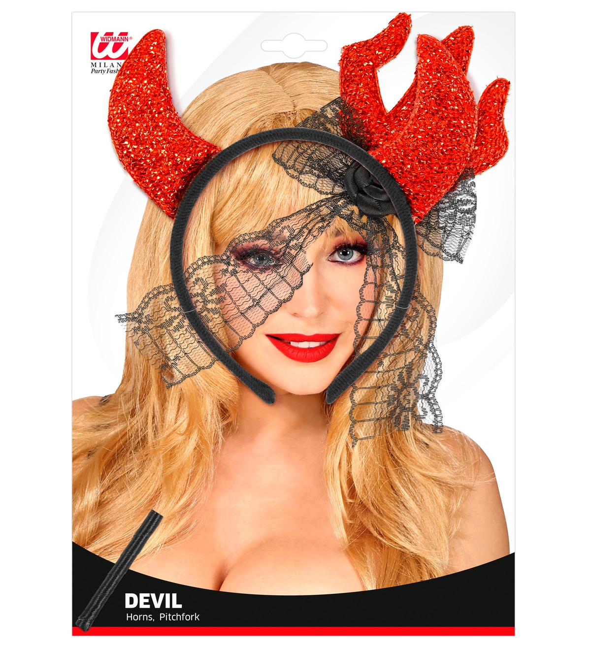 Set Travestimento Diavolo Tridente e Cerchietto Accessori per Abito Vestito Carnevale Halloween - 10321