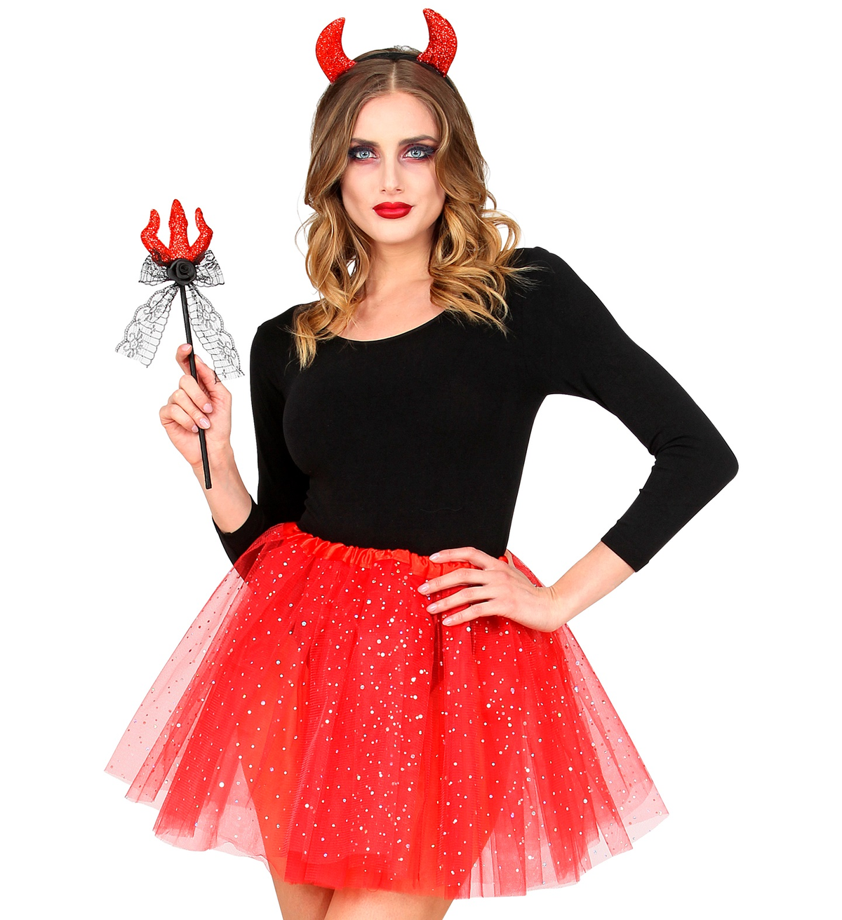 Set Travestimento Diavolo Tridente e Cerchietto Accessori per Abito Vestito Carnevale Halloween - 10321