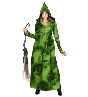 Costume con Accessori Strega Della Foresta Abito con Cappuccio Scopa 89 CM Travestimento Halloween XL - 1071+9835w