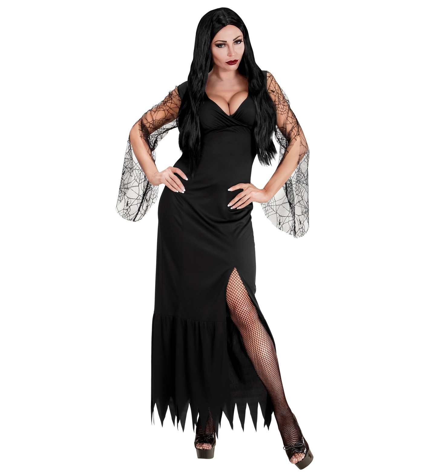 Vestito Carnevale Mortisia Dark Girl Travestimento Halloween Donna - 1528