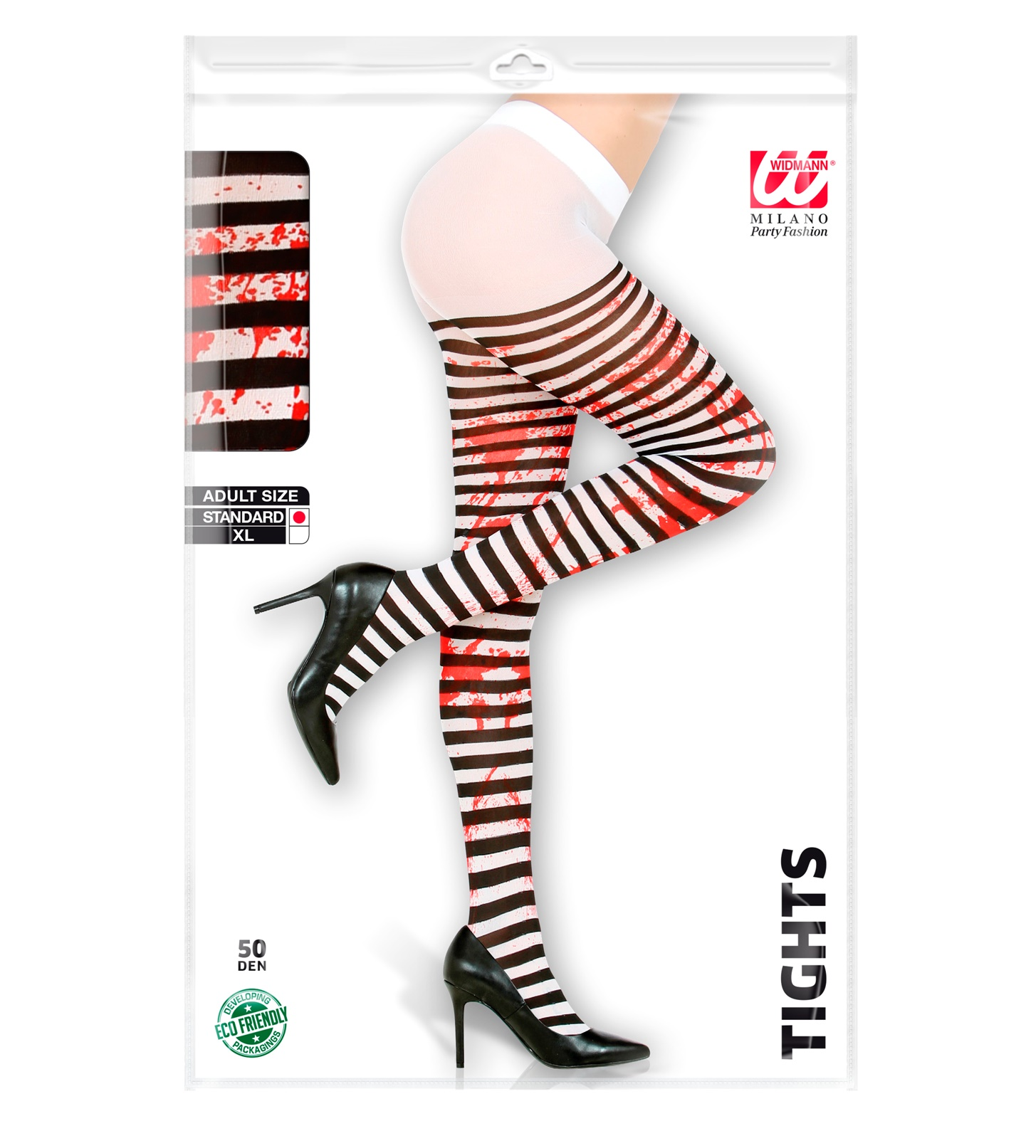 Calze Rigati Bianco e Nero Insanguinati 50 Den Tg Unica Adulto Accessorio Travestimento Halloween - 29348