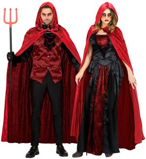 Mantello con Cappuccio in Velluto Accessori per Travestimento Carnevale Halloween - 3569b
