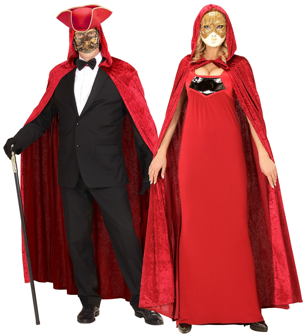 Mantello con Cappuccio in Velluto Accessori per Travestimento Carnevale Halloween - 3569b