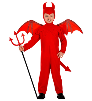 Vestito Carnevale con Accessori Diavolo Tridente Travestimento Halloween 5/7 Anni - 4192+6976d