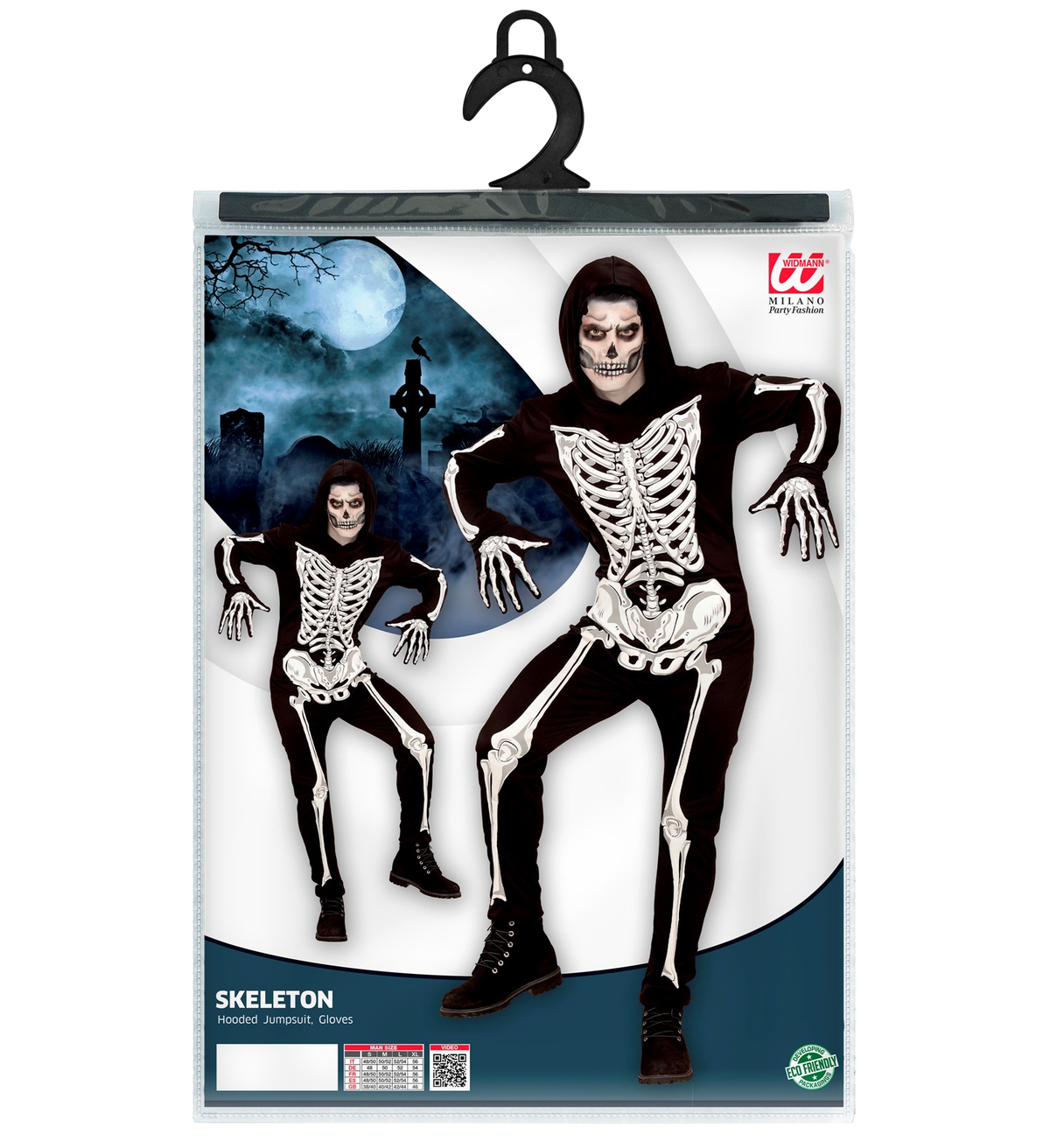 Vestito Carnevale Scheletro Travestimento Halloween Uomo - 4950