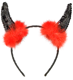 Cerchietto Corna in Paillettes Nere Accessori Travestimento Carnevale Halloween - 5494n
