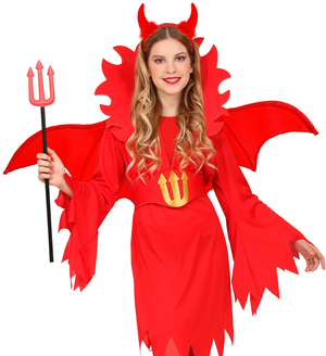 Set Travestimento Diavolo Rosso Corna e Ali Accessori Carnevale Halloween - 8237a