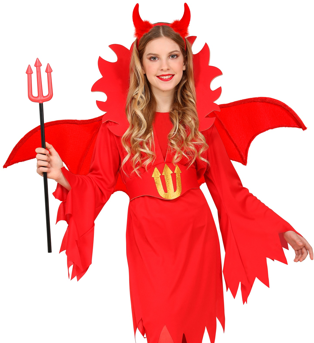 Set Travestimento Diavolo Rosso Corna e Ali Accessori Carnevale Halloween - 8237a