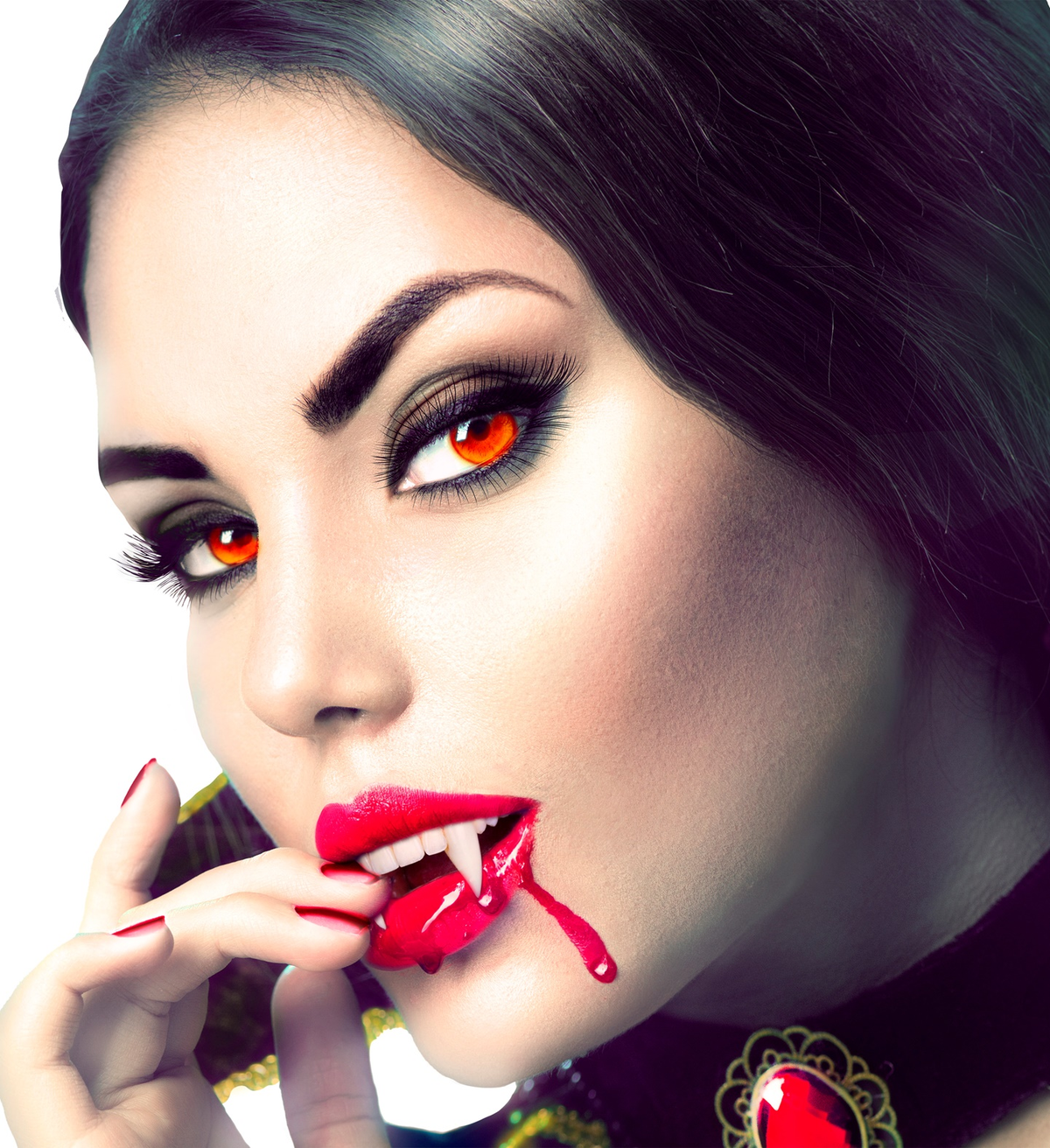 Denti da Vampiro con 4 Capsule di Sangue Accessori Travestimento Halloween Carnevale - 91702