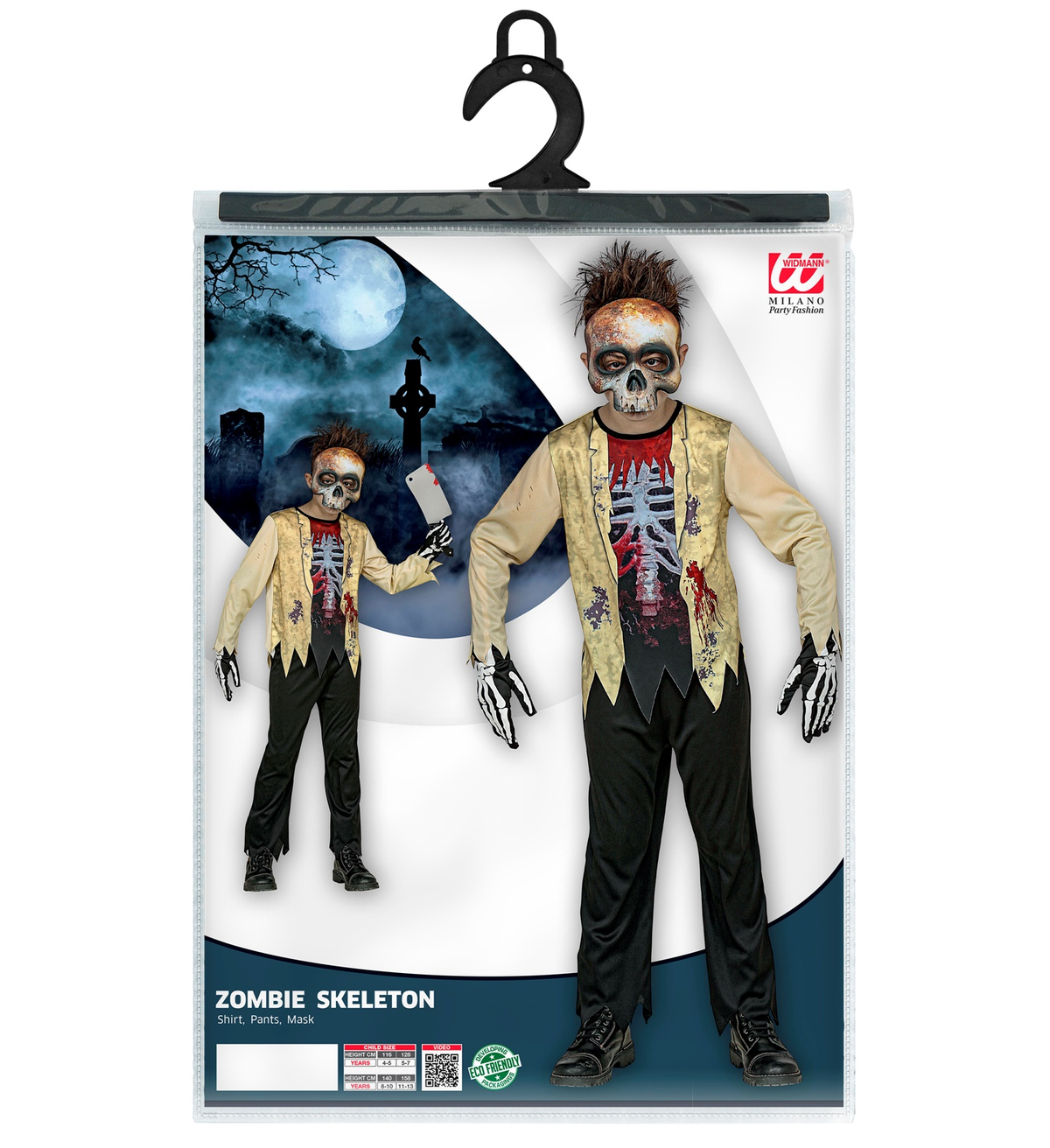 Vestito Carnevale Scheletro Zombie Travestimento Halloween Bambino - 9825