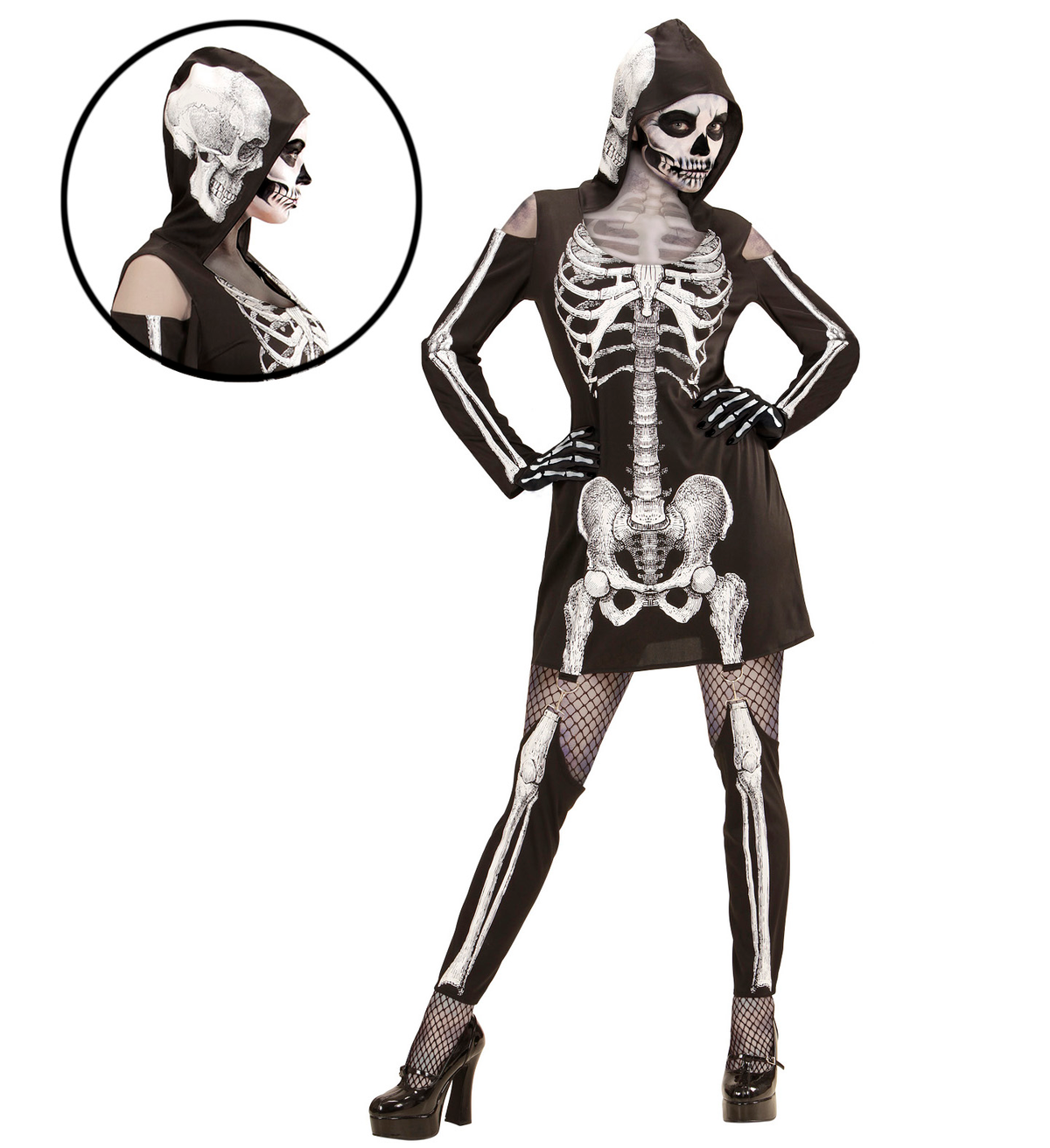 Vestito Carnevale Scheletro Travestimento Halloween Donna - 9872
