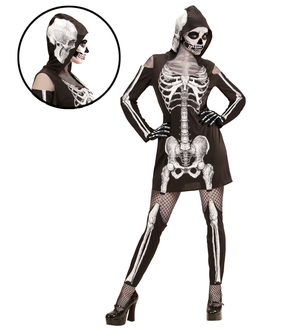 Vestito Carnevale Scheletro Travestimento Halloween Donna - 9872