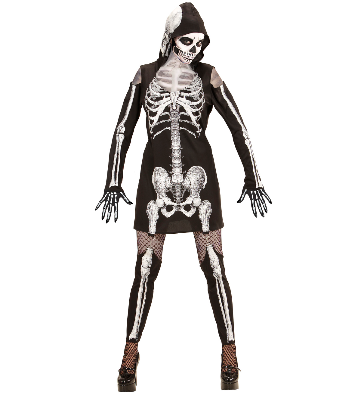 Vestito Carnevale Scheletro Travestimento Halloween Donna - 9872