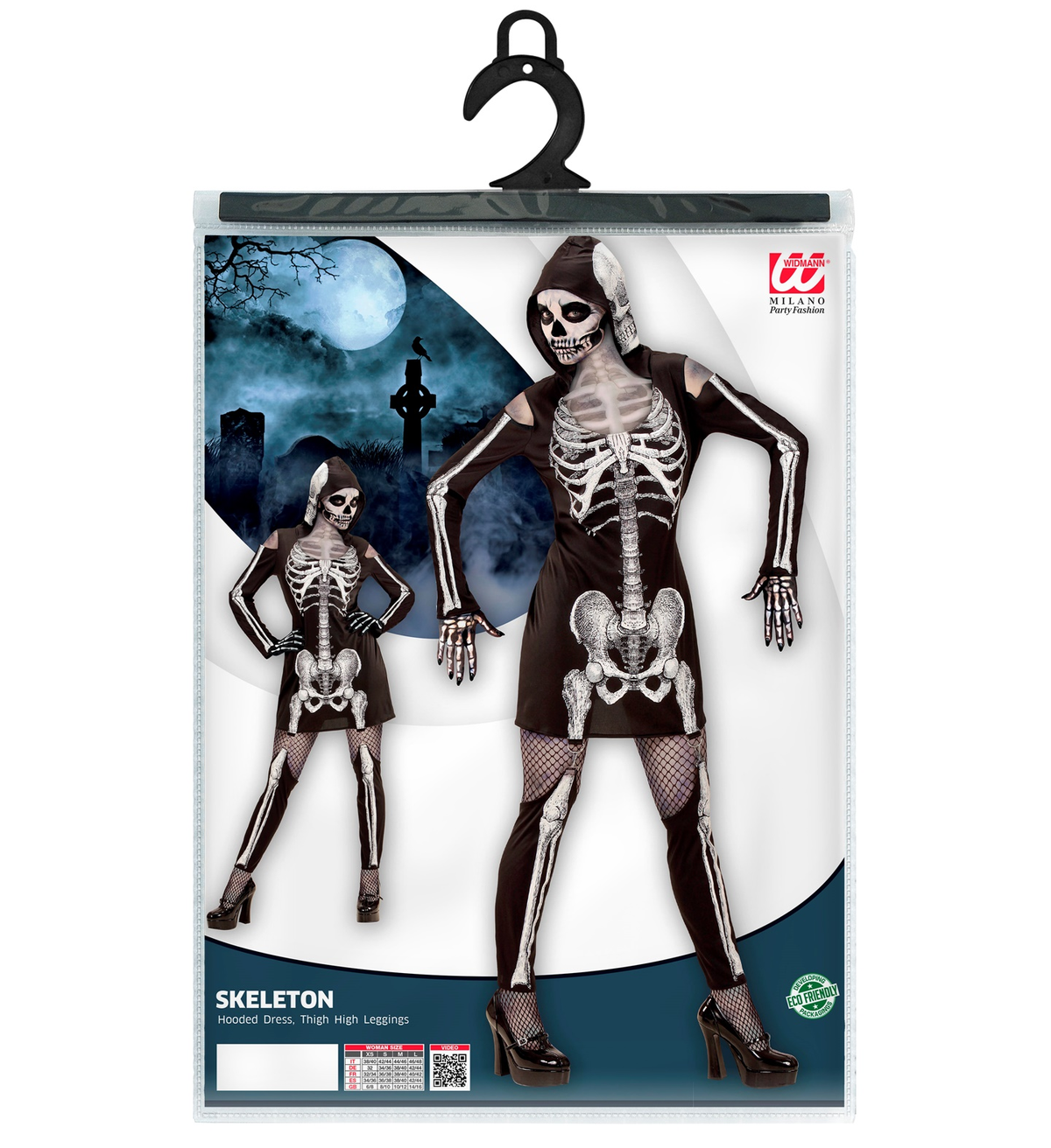 Vestito Carnevale Scheletro Travestimento Halloween Donna - 9872