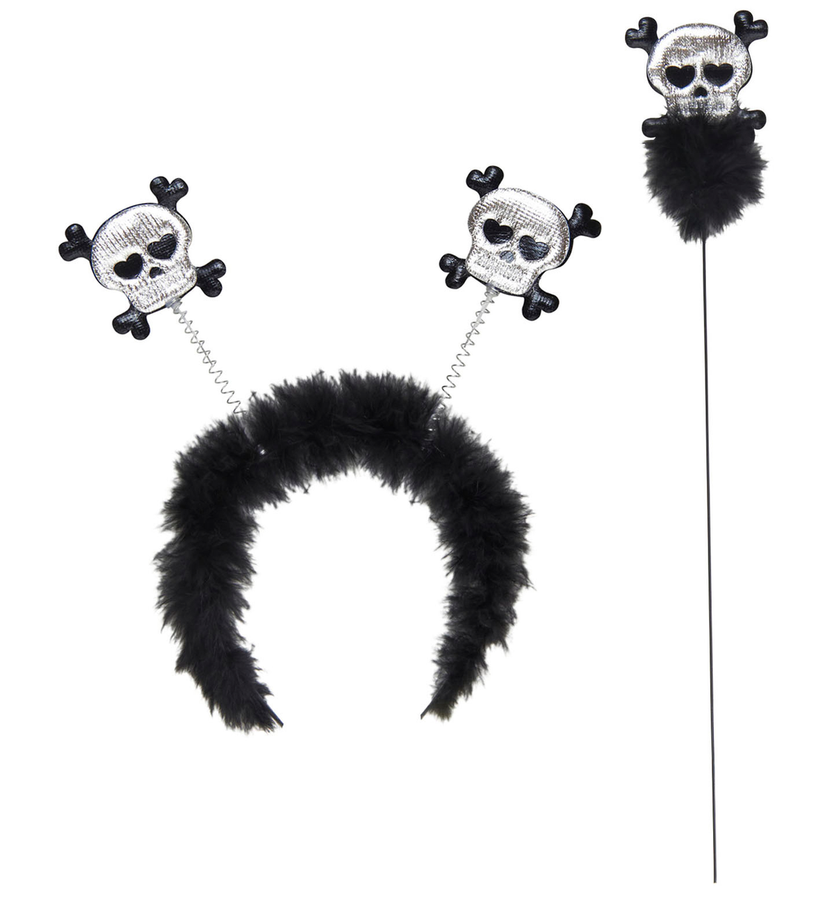 Set Cerchietto e Bacchetta Teschio con Ossa Accessori per Travestimento Carnevale Halloween - 1787k