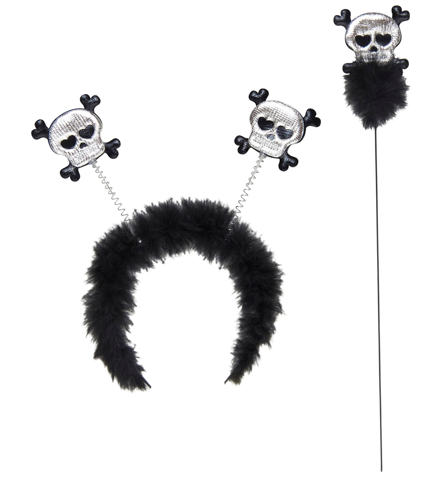 Set Cerchietto e Bacchetta Teschio con Ossa Accessori per Travestimento Carnevale Halloween - 1787k