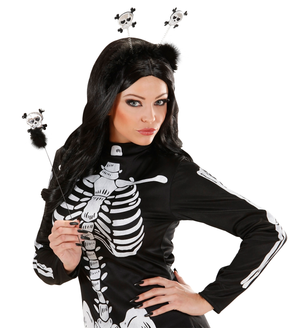 Set Cerchietto e Bacchetta Teschio con Ossa Accessori per Travestimento Carnevale Halloween - 1787k