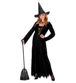 Scopa Strega in Fili di Lamé Neri 92 CM Accessori Halloween Carnevale - 52782