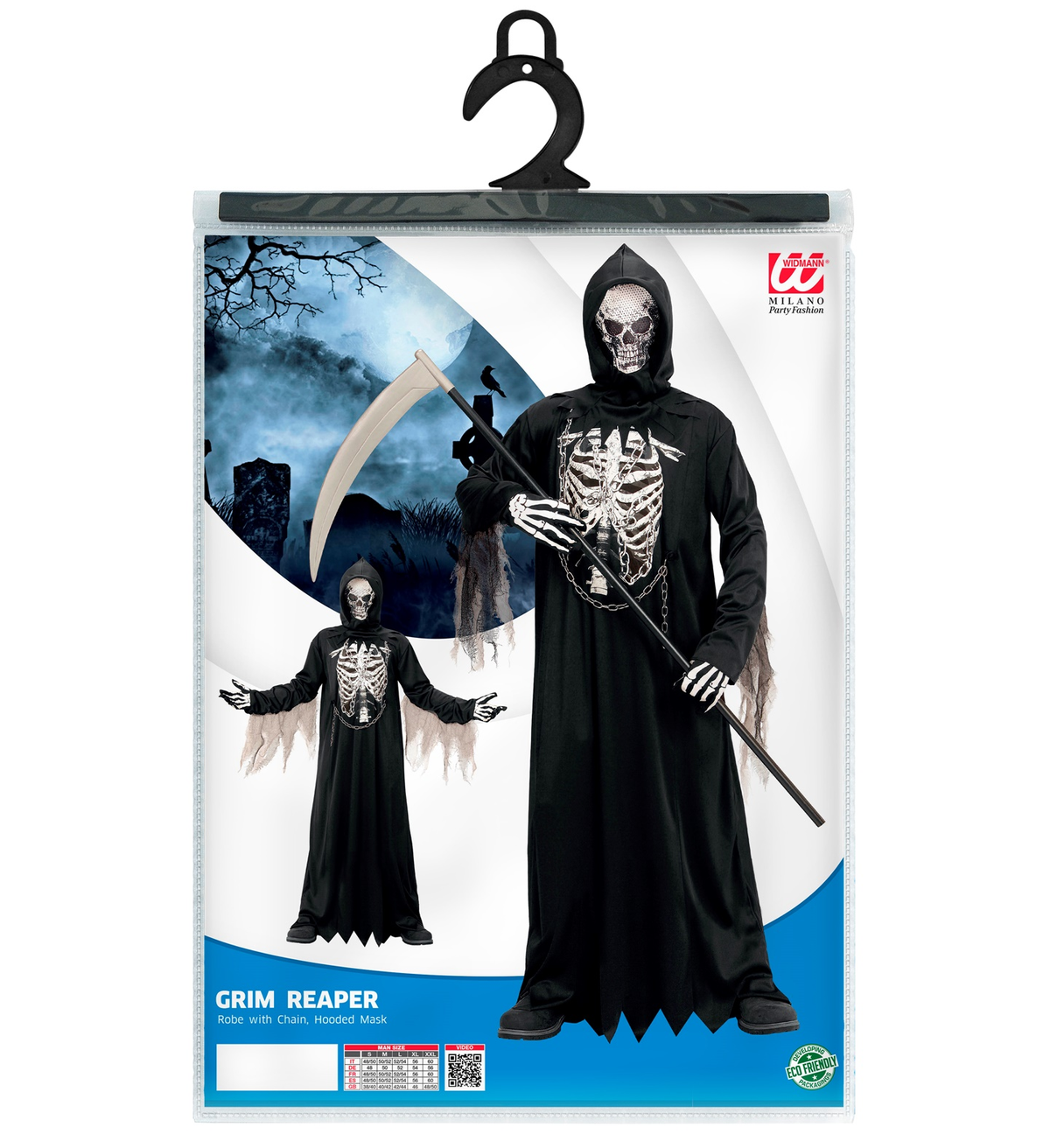 Vestito Carnevale Grim Reaper Travestimento Halloween Uomo - 0867