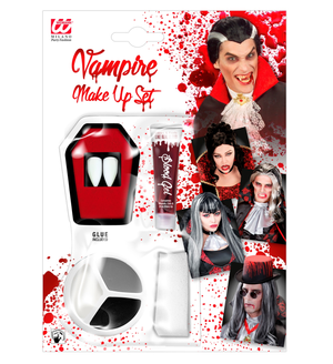 Set Trucco Vampiro con Sangue e Canini Accessori Travestimento Halloween Carnevale - 4100v