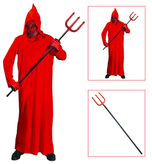 Vestito Carnevale con Accessori Diavolo Tridente Travestimento Halloween Bambino 11/13 Anni- 0249+5279d