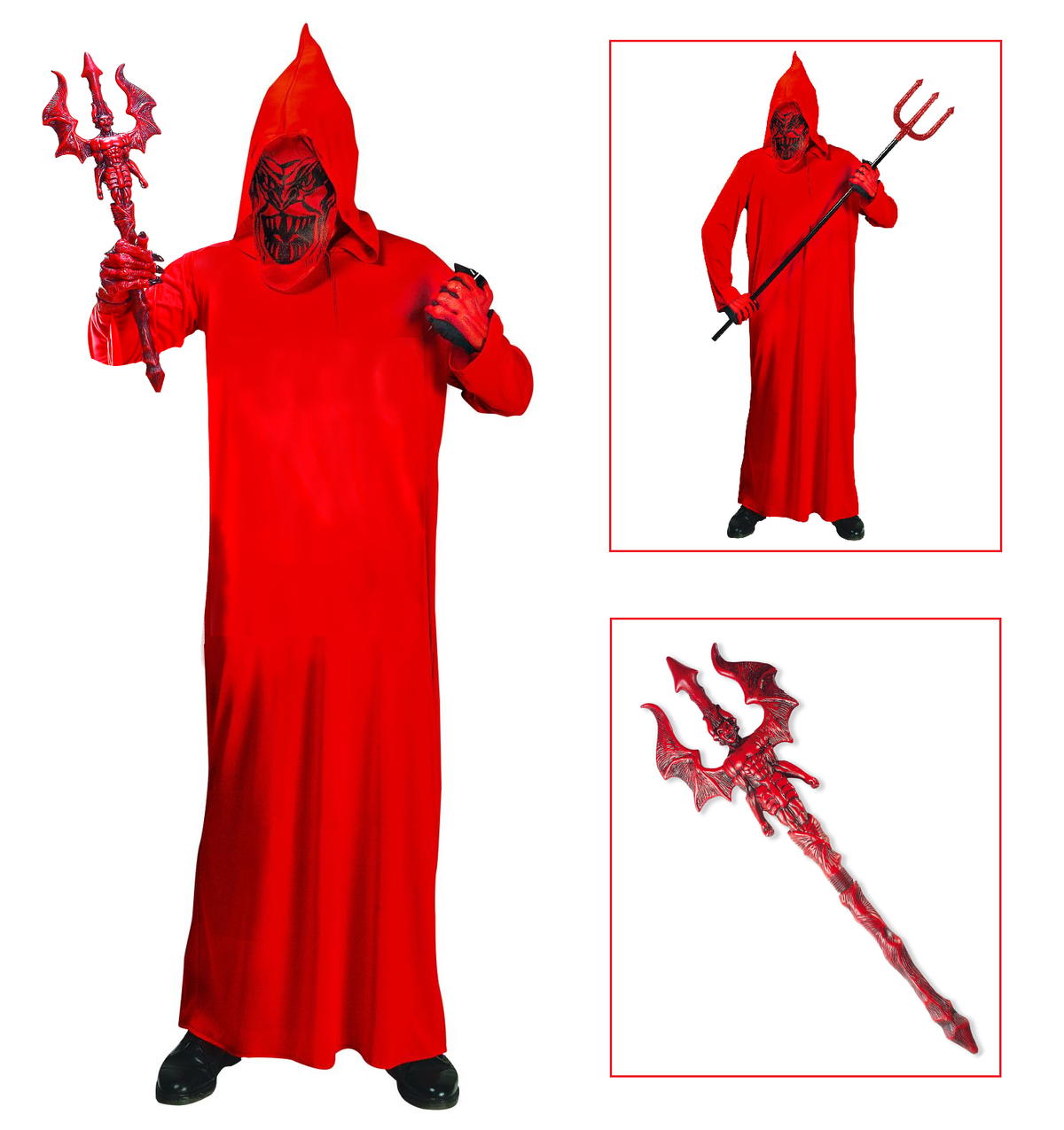 Vestito Carnevale con Accessori Diavolo Tridente Travestimento Halloween Bambino 11/13 Anni - 0249+6976d