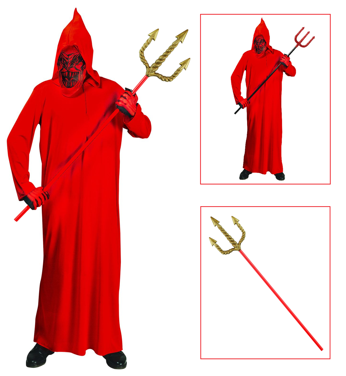 Vestito Carnevale con Accessori Diavolo Tridente Dorato Travestimento Halloween Bambino 11/13 Anni - 0249+24221