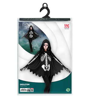 Costume da Scheletro Travestimento per Adulti Poncho con Cappuccio Halloween - 48154