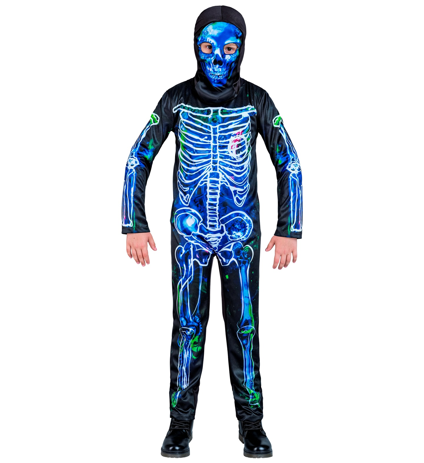 Costume da Scheletro Tossico Travestimento per Halloween da Bambino Tuta e Maschera - 1228