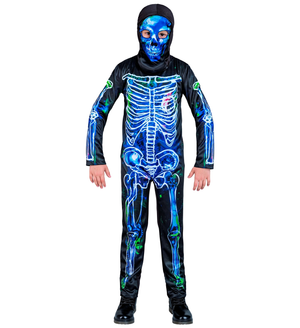 Costume da Scheletro Tossico Travestimento per Halloween da Bambino Tuta e Maschera - 1228