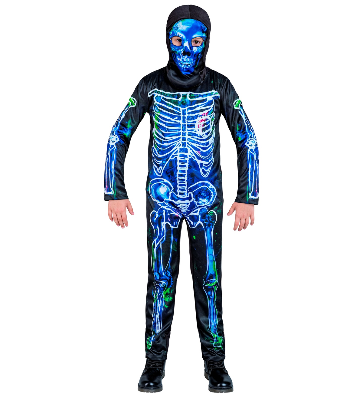 Costume da Scheletro Tossico Travestimento per Halloween da Bambino Tuta e Maschera - 1228