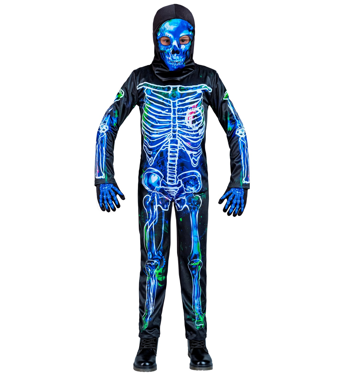 Costume da Scheletro Tossico Travestimento per Halloween da Bambino Tuta e Maschera - 1228