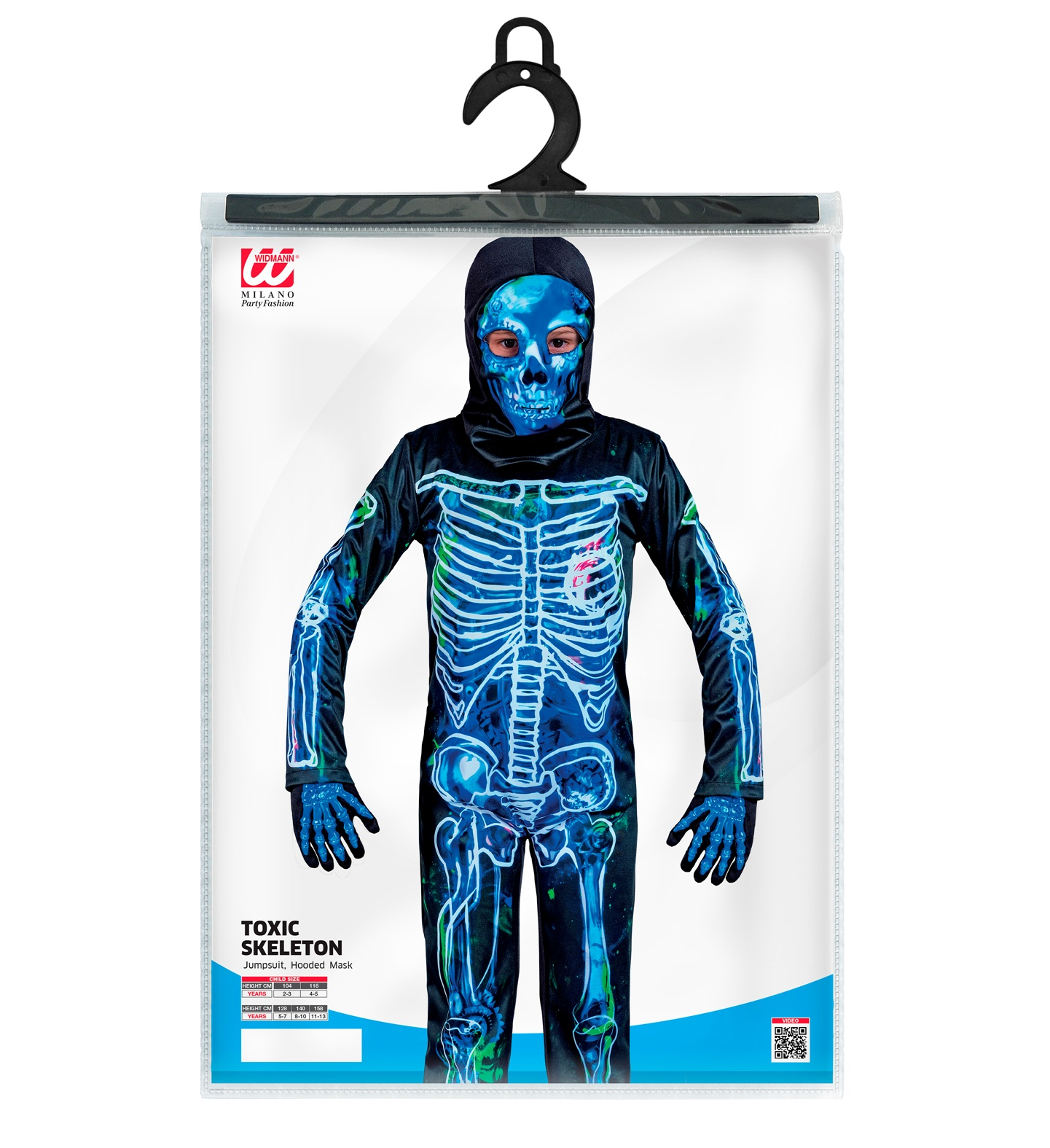 Costume da Scheletro Tossico Travestimento per Halloween da Bambino Tuta e Maschera - 1228