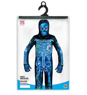 Costume da Scheletro Tossico Travestimento per Halloween da Bambino Tuta e Maschera - 1228