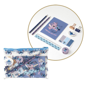 Set Cancelleria con Tombolino Stitch DISNEY 12 Pezzi Scuola Tempo Libero - 0347