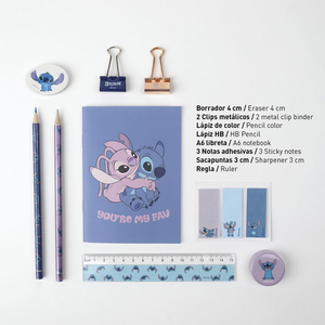 Set Cancelleria con Tombolino Stitch DISNEY 12 Pezzi Scuola Tempo Libero - 0347