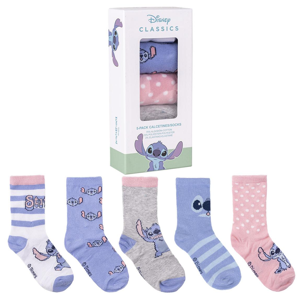Calzini Stitch DISNEY in Misto Cotone 5 Paia in Confezione - 1548