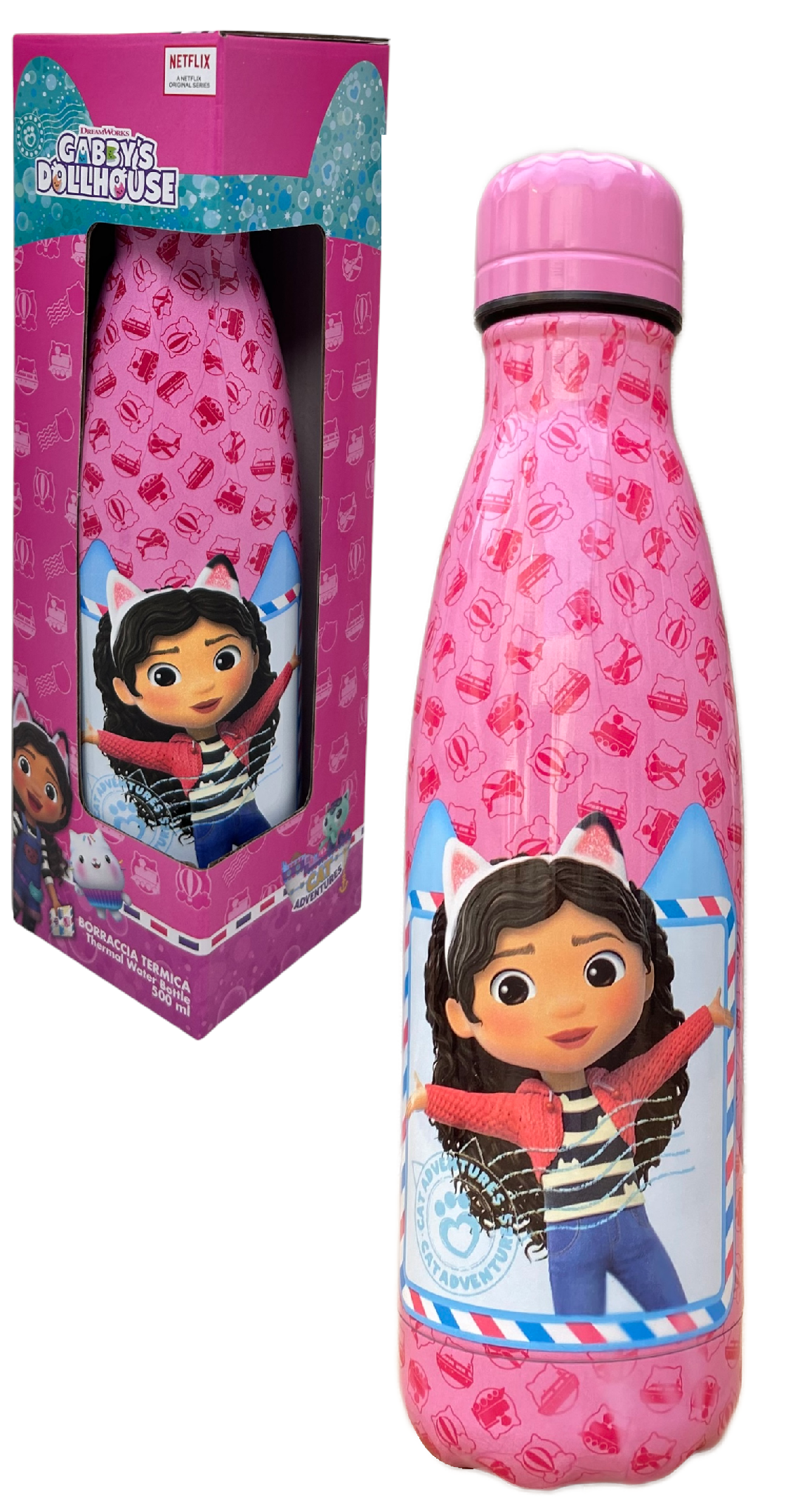 Bottiglia Termica in Acciaio Inossidabile Gabby's Dollhouse con Tappo Svitabile 500 Ml - O07881te/f
